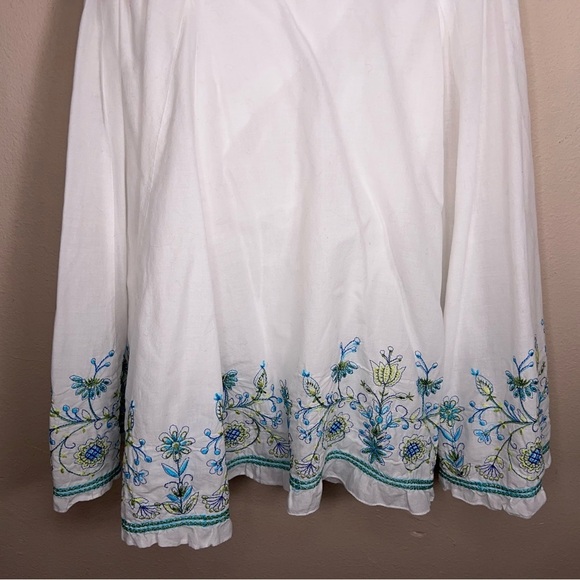 SIZE 5 JOE BENBASSET WHITE FLORAL EMBROIDERED SKIRT TIE ACCENT COTTON LINED BOHO - Picture 8 of 10